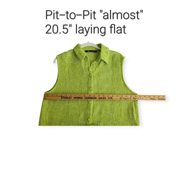 Zara Oversized Sleeveless Tweed Lime Collared Textured Minidress Size M - Picture 7 of 14